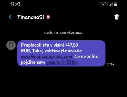 Finančna uprava opozarja na lažna sporočila