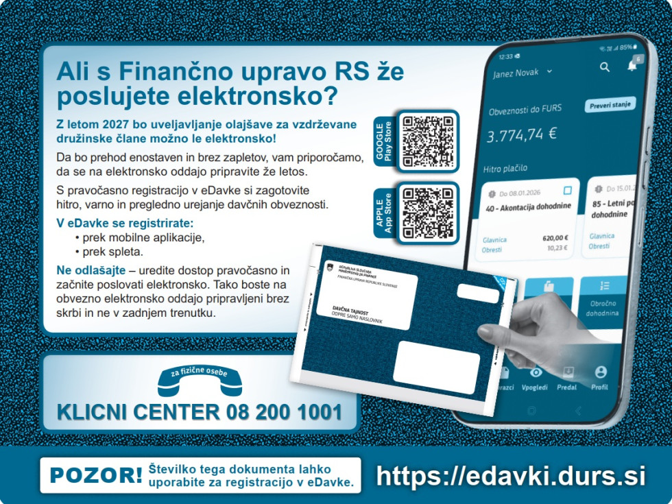 Finančna uprava izdala drugi sveženj informativnih izračunov dohodnine za leto 2025